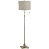 360 Lighting Chic Style Swing Arm Adjustable Floor Lamp 70" Tall Antique Brass Gray Drum Shade For Living Room Reading House Bedroom