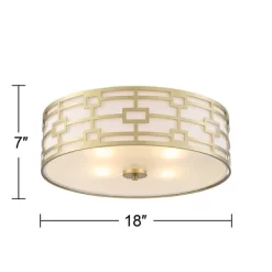 Stiffel Modern Art Deco Ceiling Light Flush Mount Fixture Gold 18" Wide Open Grid Fabric Drum Shade Bedroom Kitchen -Lighting Specialty Shop GUEST 8945853b 9ee4 4be0 bb6c 0ad0db490c4a