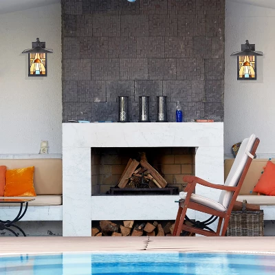 11.75" 1-Light Mona Mission Style Outdoor Wall Lantern Sconce Bronze - River Of Goods 2 11.75" 1-Light Mona Mission Style Outdoor Wall Lantern Sconce Bronze - River Of Goods - Image 2