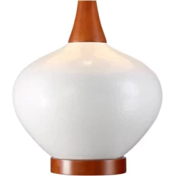 360 Lighting Brice Modern Mid Century Accent Table Lamp 23" High Ivory Ceramic Wood Neck Off White Drum Shade For Bedroom Living Room Bedside Office -Lighting Specialty Shop GUEST 8aa88849 cc3b 4fbb bdeb d4785430dc77