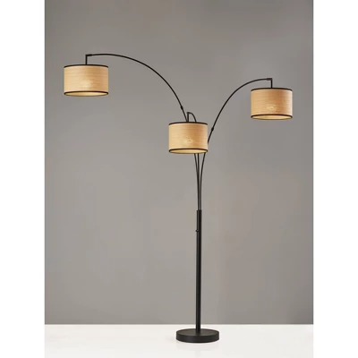 3 Arm Bowery Arc Lamp Black - Adesso 1 3 Arm Bowery Arc Lamp Black - Adesso