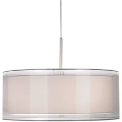 Possini Euro Design Brushed Nickel Pendant Chandelier 20" Wide Modern Organza Outer White Inner Shade 3-Light Fixture For Dining Room Kitchen Island -Lighting Specialty Shop GUEST 8b5daa8c 3903 4cf2 bc2c a677cb4df154