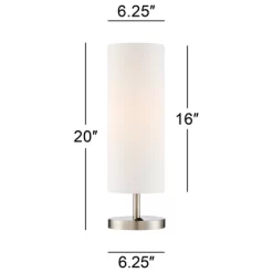 360 Lighting Heyburn Modern Accent Table Lamps 20" High Set Of 2 Brushed Nickel With USB And AC Power Outlet In Base White Cylinder Shade For Desk 12 360 Lighting Heyburn Modern Accent Table Lamps 20" High Set Of 2 Brushed Nickel With USB And AC Power Outlet In Base White Cylinder Shade For Desk -Lighting Specialty Shop GUEST 8c9017e9 6ca9 48bc a7a5 446e5ec44230