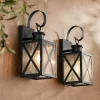 John Timberland Vintage Outdoor Wall Light Fixtures Set Of 2 Textured Black 14 1/2" Dusk To Dawn Motion Sensor For Exterior House