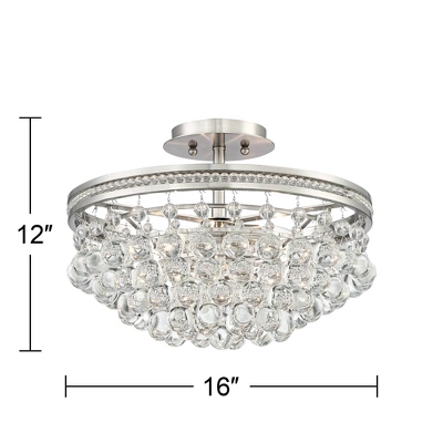 Vienna Full Spectrum Wohlfurst Modern Ceiling Light Semi Flush Mount Fixture 16" Wide Brushed Nickel 3-Light Clear Crystal For Bedroom Living Room 5 Vienna Full Spectrum Wohlfurst Modern Ceiling Light Semi Flush Mount Fixture 16" Wide Brushed Nickel 3-Light Clear Crystal For Bedroom Living Room - Image 5