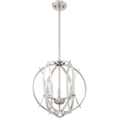 Possini Euro Design Spherical Brushed Nickel Pendant Chandelier 16" Wide Modern Orb 3-Light Fixture For Dining Room House Foyer Kitchen Island Bedroom 4 Possini Euro Design Spherical Brushed Nickel Pendant Chandelier 16" Wide Modern Orb 3-Light Fixture For Dining Room House Foyer Kitchen Island Bedroom - Image 4