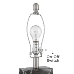 360 Lighting Connie Modern Table Lamps Set Of 2 With White Marble Riser 25" High Black Faux Marble USB Charging Port White Rectangular Shade For Desk -Lighting Specialty Shop GUEST 8ead03c6 7c04 4f7d a55a 4033ddd8dc56