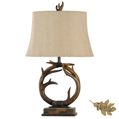 Dalton Brown Antler Table Lamp With Beige Hardback Fabric Shade - StyleCraft 1 Dalton Brown Antler Table Lamp With Beige Hardback Fabric Shade - StyleCraft