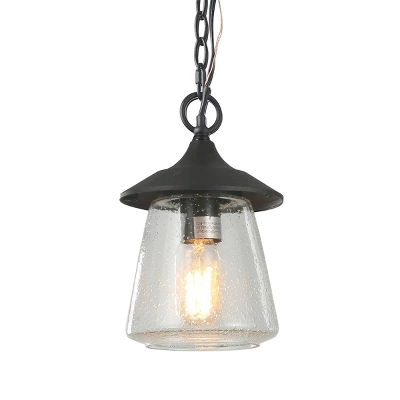 9.5" Metal/Glass Outdoor Pendant Light Black - LNC 6 9.5" Metal/Glass Outdoor Pendant Light Black - LNC - Image 6