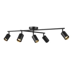 5-Light Matte Black Track Lighting With Center Swivel Bar With Pivoting Shades - Globe Electric -Lighting Specialty Shop GUEST 8fcc1137 5c78 4b60 a3b2 95ae7c42279d