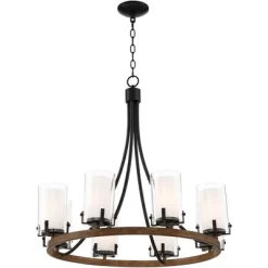 Stiffel Black Wood Wagon Wheel Chandelier 29 1/2" Wide Industrial Clear Outer Frosted Inner Glass 8-Light For Dining Room House 13 Stiffel Black Wood Wagon Wheel Chandelier 29 1/2" Wide Industrial Clear Outer Frosted Inner Glass 8-Light For Dining Room House -Lighting Specialty Shop GUEST 912dab1f a1cc 4e8d beae de640d93ebcf
