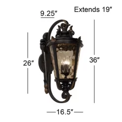 John Timberland Casa Marseille Rustic Outdoor Wall Light Fixture Veranda Bronze Ornate Scroll 36" Champagne Hammered Glass For Post Exterior Barn Deck -Lighting Specialty Shop GUEST 929c77fc 1e7b 4f19 946e ed1088e45c26