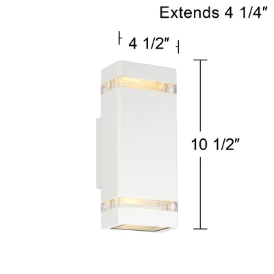 Possini Euro Design Modern Outdoor Wall Light Fixture White 2-Light Up Down 10 1/2" Clear Glass Inserts For Exterior Barn Deck House Porch Yard Patio 6 Possini Euro Design Modern Outdoor Wall Light Fixture White 2-Light Up Down 10 1/2" Clear Glass Inserts For Exterior Barn Deck House Porch Yard Patio - Image 6
