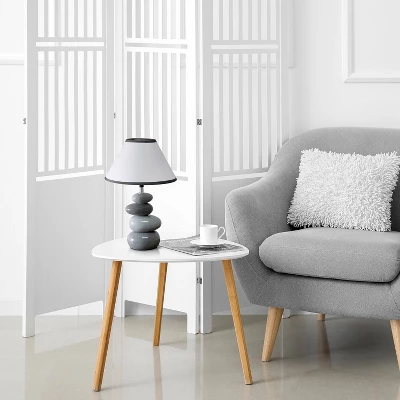 14.7" Contemporary Ceramic Stacking Stones Table Desk Lamp Gray - Creekwood Home 7 14.7" Contemporary Ceramic Stacking Stones Table Desk Lamp Gray - Creekwood Home - Image 7