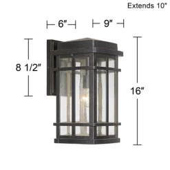 John Timberland Neri Mission Outdoor Wall Light Fixture Oil Rubbed Bronze 16" Clear Seedy Glass For Post Exterior Barn Deck House Porch Yard Patio -Lighting Specialty Shop GUEST 935962df 9157 4dcd 9a36 88a918f460bb