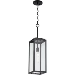 John Timberland Modern Outdoor Hanging Light Fixture Mystic Black 27 1/4" Clear Glass Panel For Exterior Barn Deck House Porch Patio Outside Garage -Lighting Specialty Shop GUEST 93709046 261a 49bc b833 f69d58f80ffb