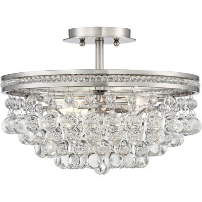 Vienna Full Spectrum Wohlfurst Modern Ceiling Light Semi Flush Mount Fixture 16" Wide Brushed Nickel 3-Light Clear Crystal For Bedroom Living Room 3 Vienna Full Spectrum Wohlfurst Modern Ceiling Light Semi Flush Mount Fixture 16" Wide Brushed Nickel 3-Light Clear Crystal For Bedroom Living Room - Image 3