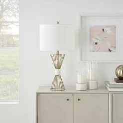 27" Gold Metal Wire With Marble Table Lamp - Nourison 9 27" Gold Metal Wire With Marble Table Lamp - Nourison -Lighting Specialty Shop GUEST 938f711b 2d97 4a55 a1da de797b216407