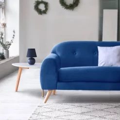 8.66" Petite Ceramic Orb Base Bedside Table Desk Lamp With Matching Tapered Drum Fabric Shade Blue - Creekwood Home -Lighting Specialty Shop GUEST 93d96d50 c856 489a afe9 5d8cef5bae43