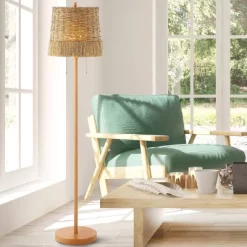 61" 2-Light Ocata Coastal Bohemian Iron/Rattan LED Floor Lamp With Pull-Chain Brown Wood (Includes LED Light Bulb) - JONATHAN Y -Lighting Specialty Shop GUEST 94b21073 e664 4507 a21a 7174066e3b0c