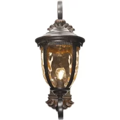 John Timberland Bellagio Vintage Rustic Outdoor Wall Light Fixture Veranda Bronze Dual Scroll Arm 24" Champagne Hammered Glass For Post Exterior Barn -Lighting Specialty Shop GUEST 94e3eacd 2e38 4cb4 9432 d541d4c80db0