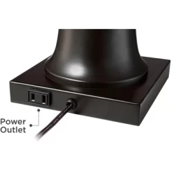 Regency Hill Hadley Industrial Table Lamps Set Of 2 26" High Bronze With AC Power Outlet Ivory Pleat Shade For Bedroom Living Room Bedside Office Desk -Lighting Specialty Shop GUEST 95015d7e 881a 4ad1 94a2 f4002289044f