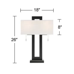 360 Lighting Neil Modern Table Lamp With Clear Riser 26" High Black With USB Charging Port White Rectangular Shade For Bedroom Living Room House Desk -Lighting Specialty Shop GUEST 95d6b352 f8b3 4101 8dcd 555e9e321bb6