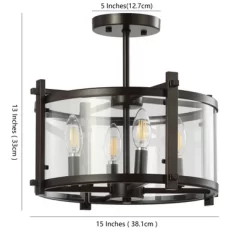 15" Iron And Glass Hampdon Modern Drum LED Flush Mount Black - Jonathan Y -Lighting Specialty Shop GUEST 96804e5f 7525 40f5 aaa4 0f0f45a514e5