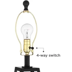 Franklin Iron Works Kacey Industrial Table Lamps 25 1/4" High Set Of 2 Dark Black With USB Charging Port LED Nightlight Peanut Shade For Bedroom Desk -Lighting Specialty Shop GUEST 988e1efc d516 4ad1 be96 7cd3981831f0