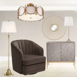 Barnes And Ivy Francis Mid Century Modern Ceiling Light Semi Flush Mount Fixture 18 1/4" Wide Gold 3-Light White Fabric Drum Shade For Bedroom Kitchen -Lighting Specialty Shop GUEST 997bb395 5a8c 4896 bf5b d26f9ff8a7b9