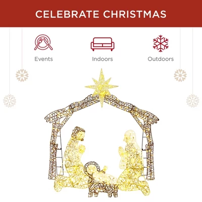 Best Choice Products 6ft Lighted Outdoor Nativity Scene, Yard Decoration W/ 190 LED Lights, Stakes, Zip Ties 2 Best Choice Products 6ft Lighted Outdoor Nativity Scene, Yard Decoration W/ 190 LED Lights, Stakes, Zip Ties - Image 2