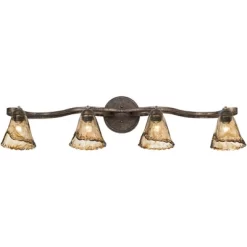 Pro Track 4-Head Ceiling Track Light Fixture Kit Adjustable Brown Bronze Finish Organic Amber Glass Western Kitchen Bathroom Living Room 41" Wide -Lighting Specialty Shop GUEST 9a583982 1b52 4caa be5a 863c56f202a5