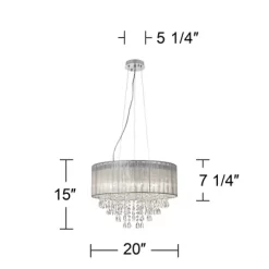 Possini Euro Design Jolie Chrome Chandelier Lighting 20" Wide Modern Crystal Silver Fabric Shade 7-Light Fixture For Dining Room House Kitchen Island -Lighting Specialty Shop GUEST 9b9479e9 d7fe 44b4 b5f0 e8d350d99c8e