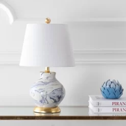 20.5" Ceramic Holly Marbleized Table Lamp (Includes LED Light Bulb) Blue - JONATHAN Y -Lighting Specialty Shop GUEST 9c06771e 4104 4b2f 8e82 5e481b940301