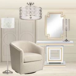 Possini Euro Design Saira Modern Ceiling Light Semi Flush Mount Fixture 16" Wide Brushed Nickel Crystal Organza Drum Shade For Bedroom Kitchen Hallway 9 Possini Euro Design Saira Modern Ceiling Light Semi Flush Mount Fixture 16" Wide Brushed Nickel Crystal Organza Drum Shade For Bedroom Kitchen Hallway -Lighting Specialty Shop GUEST 9c5390be 314f 4d95 b950 d5ae24fbf424