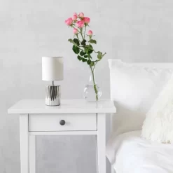 11.61" Tall Ruffled Capsule Bedside Table Desk Lamp With White Drum Fabric Shade Silver - Simple Designs 12 11.61" Tall Ruffled Capsule Bedside Table Desk Lamp With White Drum Fabric Shade Silver - Simple Designs -Lighting Specialty Shop GUEST 9dbed44e e013 4589 aca3 beac404dad3c