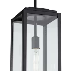 John Timberland Modern Outdoor Hanging Light Fixture Mystic Black 27 1/4" Clear Glass Panel For Exterior Barn Deck House Porch Patio Outside Garage -Lighting Specialty Shop GUEST 9f5924d8 4a60 4b12 ac6c cc9c81c06c6b