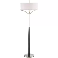 360 Lighting Modern Floor Lamp 62" Tall Black And Brushed Steel Column White Linen Drum Shade For Living Room Reading Bedroom Office 14 360 Lighting Modern Floor Lamp 62" Tall Black And Brushed Steel Column White Linen Drum Shade For Living Room Reading Bedroom Office -Lighting Specialty Shop GUEST 9f5f8e14 18a8 459c 836f 30bd93ab3986