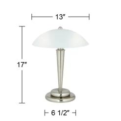 360 Lighting Deco Modern Accent Table Lamp 17" High Brushed Steel Touch On Off White Glass Dome Shade For Bedroom Bedside Nightstand Office Family -Lighting Specialty Shop GUEST a14d70b2 4bc8 4819 97eb c87ec392f7f2
