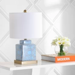 22" Ceramic/Metal Catherine Ginger Jar Table Lamp (Includes LED Light Bulb) Blue - JONATHAN Y -Lighting Specialty Shop GUEST a14e1163 c6fa 4e79 8d4b adabd62f0fc3