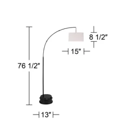 360 Lighting Cora Modern Arc Floor Lamp With Riser 76 1/2" Tall Black Metal White Linen Drum Shade For Living Room Reading Bedroom Office House Home -Lighting Specialty Shop GUEST a26aed92 536a 4e80 8f28 6134e6c82f42