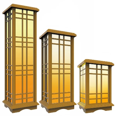3pk Solar LED Zen Outdoor Lantern Bundle With Amber/White Light - Techko Maid 1 3pk Solar LED Zen Outdoor Lantern Bundle With Amber/White Light - Techko Maid