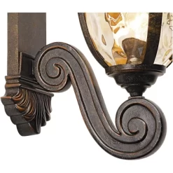 John Timberland Bellagio Vintage Rustic Outdoor Wall Light Fixture Veranda Bronze Dual Scroll Arm 24" Champagne Hammered Glass For Post Exterior Barn -Lighting Specialty Shop GUEST a3974877 f024 4de5 b6b0 404090c7be36