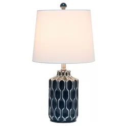 Moroccan Table Lamp With Fabric Shade Blue - Lalia Home