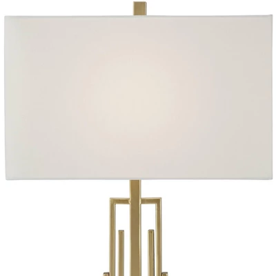 360 Lighting Sonia Modern Table Lamps 29 1/2" Tall Set Of 2 Gold Metal With Dual USB Charging Ports White Rectangular Shade For Bedroom Living Room 3 360 Lighting Sonia Modern Table Lamps 29 1/2" Tall Set Of 2 Gold Metal With Dual USB Charging Ports White Rectangular Shade For Bedroom Living Room - Image 3