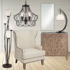 Franklin Iron Works Modern Floor Lamp 4-Light Tree 73" Tall Ginger Black Tulip White Cased Glass Shades For Living Room Bedroom Uplight -Lighting Specialty Shop GUEST a56fbf05 f2d0 470c 8516 40a48fc15861