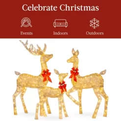 Best Choice Products 3-Piece Lighted Christmas Deer Set Outdoor Yard Decoration With 360 LED Lights, Stakes -Lighting Specialty Shop GUEST a66a492a 5aeb 47d0 b1ed 532ce8ef9709