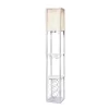 Etagere Storage Shelf Floor Lamp With Linen Shade White - Simple Designs