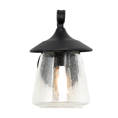 9.8" Metal/Glass Outdoor Lamp Black - LNC 5 9.8" Metal/Glass Outdoor Lamp Black - LNC - Image 5