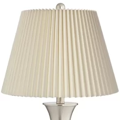 360 Lighting Seymore Modern Touch Table Lamps 26" High Set Of 2 Silver With USB Charging Port LED Ivory Pleat Shade For Bedroom Living Room House Desk -Lighting Specialty Shop GUEST a86f2102 5536 440a a12f c714c2c987e7